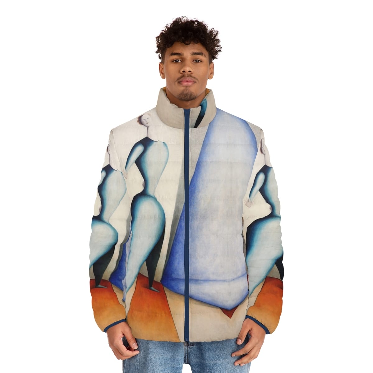 Mens Art Puffer Jacket, Artist Oskar Schlemmer, Artwork 